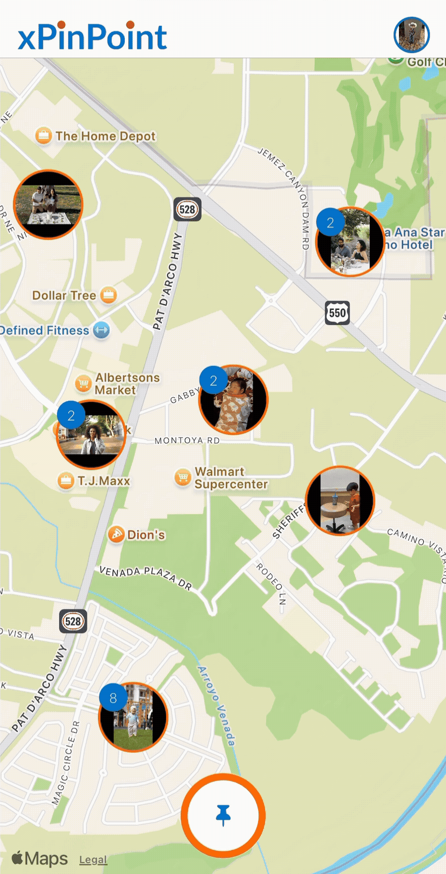 xPinPoint map with pins and clusters